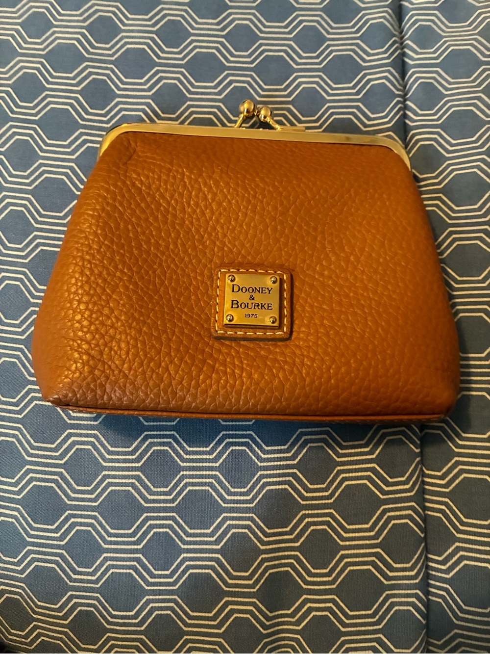 Dooney & Bourke Cognac Pebbled Leather Kiss-Lock Coin Purse